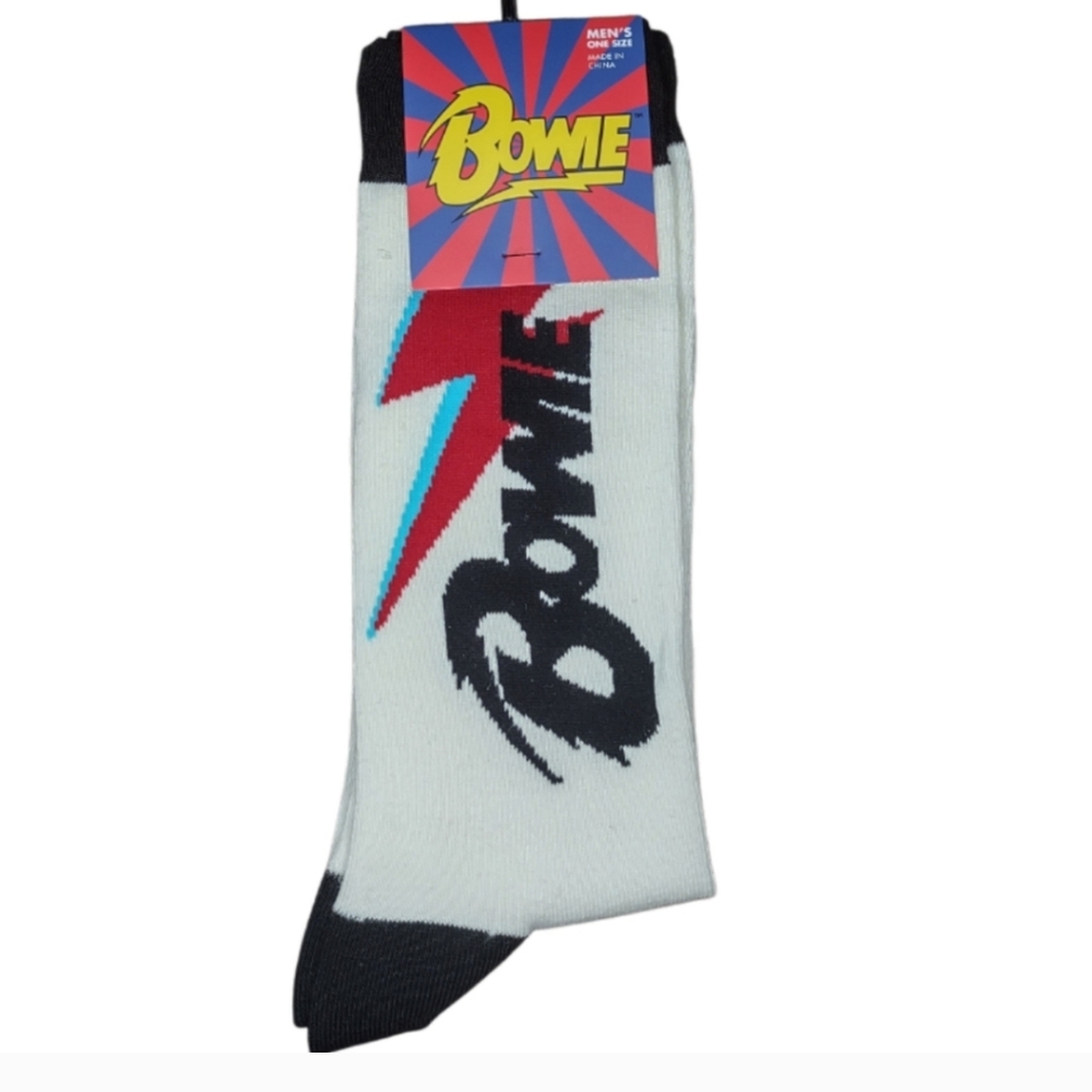 David Bowie Men's Crew Socks Black and White Lightning Bolt Bundle And Save